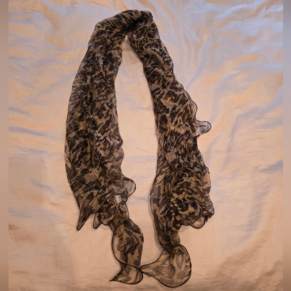 Elegant Black and Brown Sheer Scarf